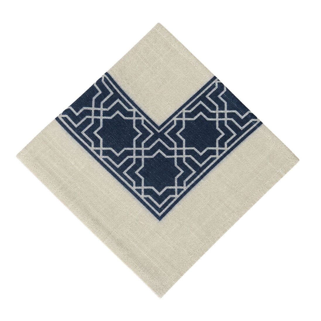 Charlo’s Set of 4 Cloth Blend Napkins Geometric Navy 18" x 18"