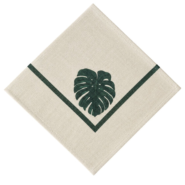 Charlo’s Set of 4 Cloth Napkin Minimalist Monstera 18" x 18"