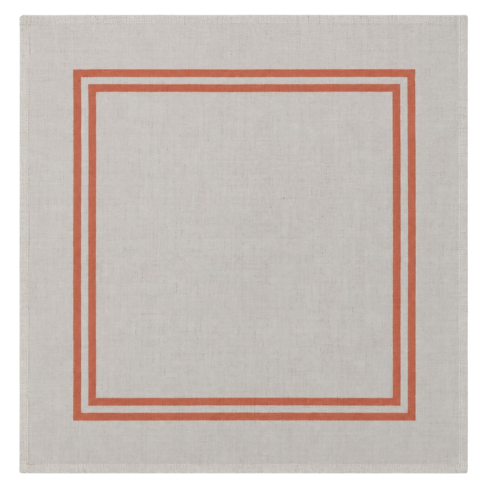 Charlo’s Set of 4 Cloth Napkin Double Border Coral 18