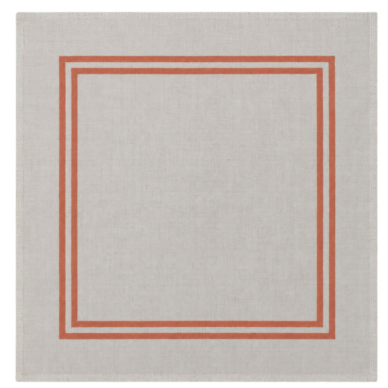 Charlo’s Set of 4 Cloth Napkin Double Border Coral 18" x 18"
