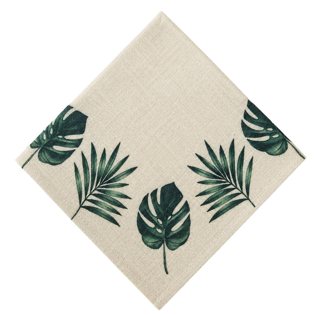 Charlo’s Set of 4 Cloth Napkin Botanical Monstera Leaf 18" x 18"