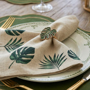 Charlo’s Set of 4 Cloth Napkin Botanical Monstera Leaf 18