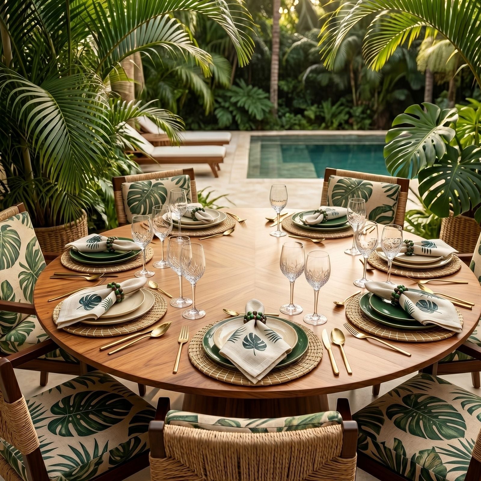 Charlo’s Set of 4 Cloth Napkin Botanical Monstera Leaf 18
