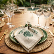 Charlo’s Set of 4 Cloth Napkin Botanical Monstera Leaf 18