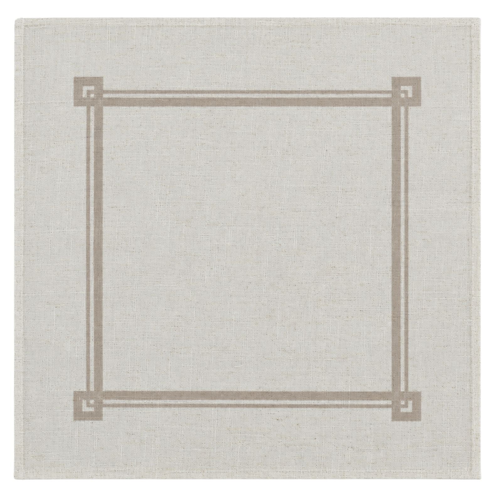 Charlo’s Set of 4 Cloth Napkin Minimalist Taupe Border Linen 18