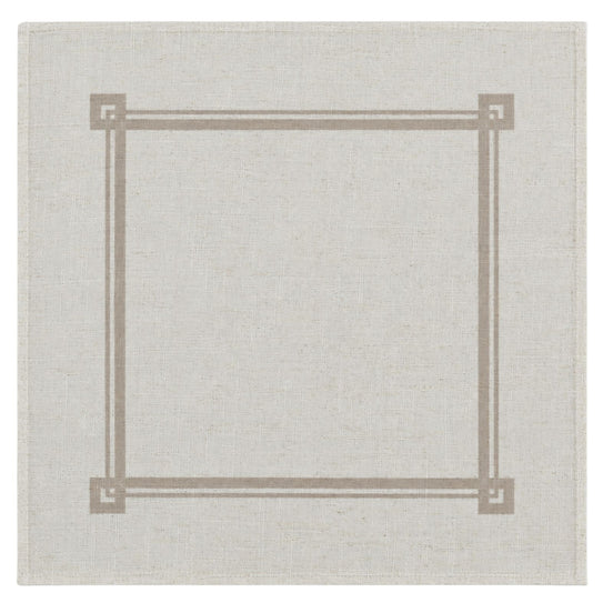 Charlo’s Set of 4 Cloth Napkin Minimalist Taupe Border Linen 18" x 18"