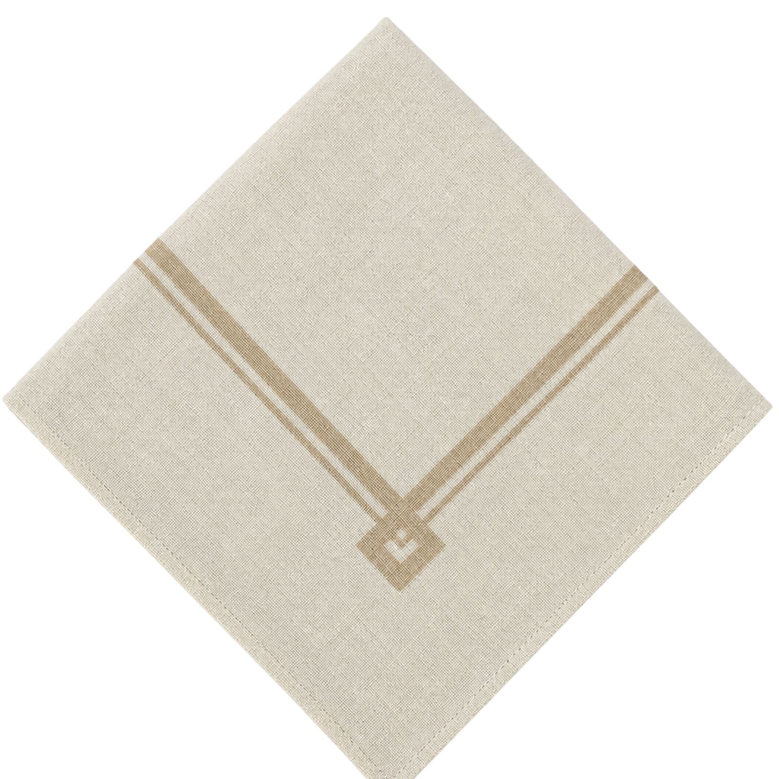 Charlo’s Set of 4 Cloth Napkin Minimalist Taupe Border Linen 18