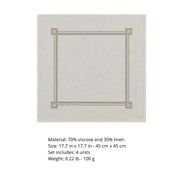 Charlo’s Set of 4 Cloth Napkin Minimalist Taupe Border Linen 18