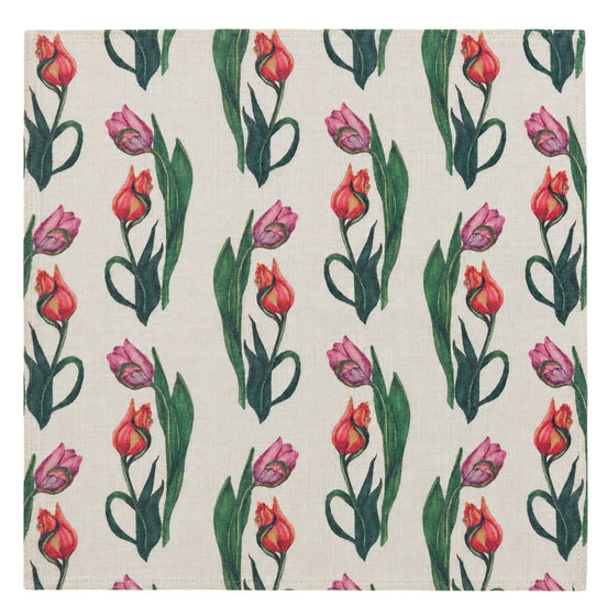 Charlo’s Set of 4 Cloth Napkin Spring Tulip 18" x 18"