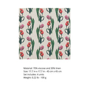 Charlo’s Set of 4 Cloth Napkin Spring Tulip 18