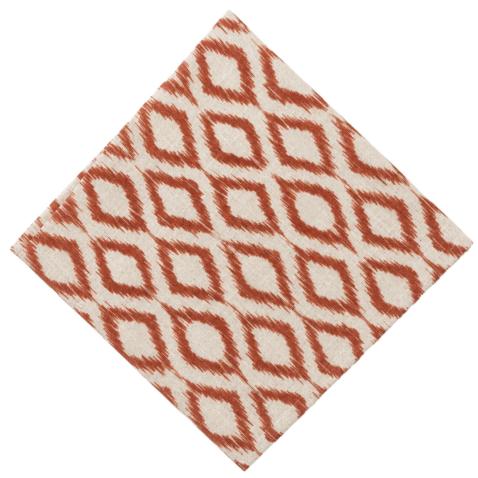 Charlo’s Set of 4 Cloth Napkin Terracotta Geometric Linen Blend 18