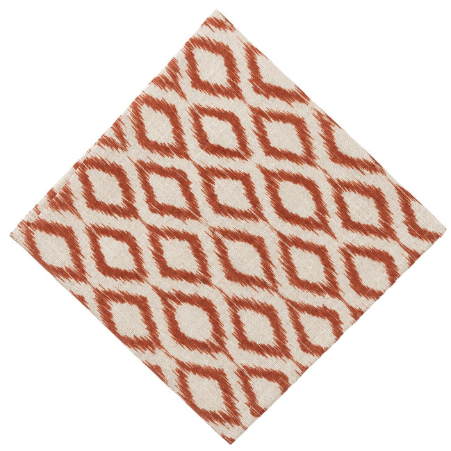 Charlo’s Set of 4 Cloth Napkin Terracotta Geometric Linen Blend 18" x 18"
