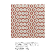 Charlo’s Set of 4 Cloth Napkin Terracotta Geometric Linen Blend 18
