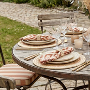Charlo’s Set of 4 Cloth Napkin Terracotta Geometric Linen Blend 18