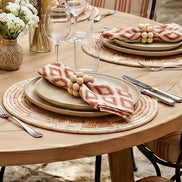 Charlo’s Set of 4 Cloth Napkin Terracotta Geometric Linen Blend 18
