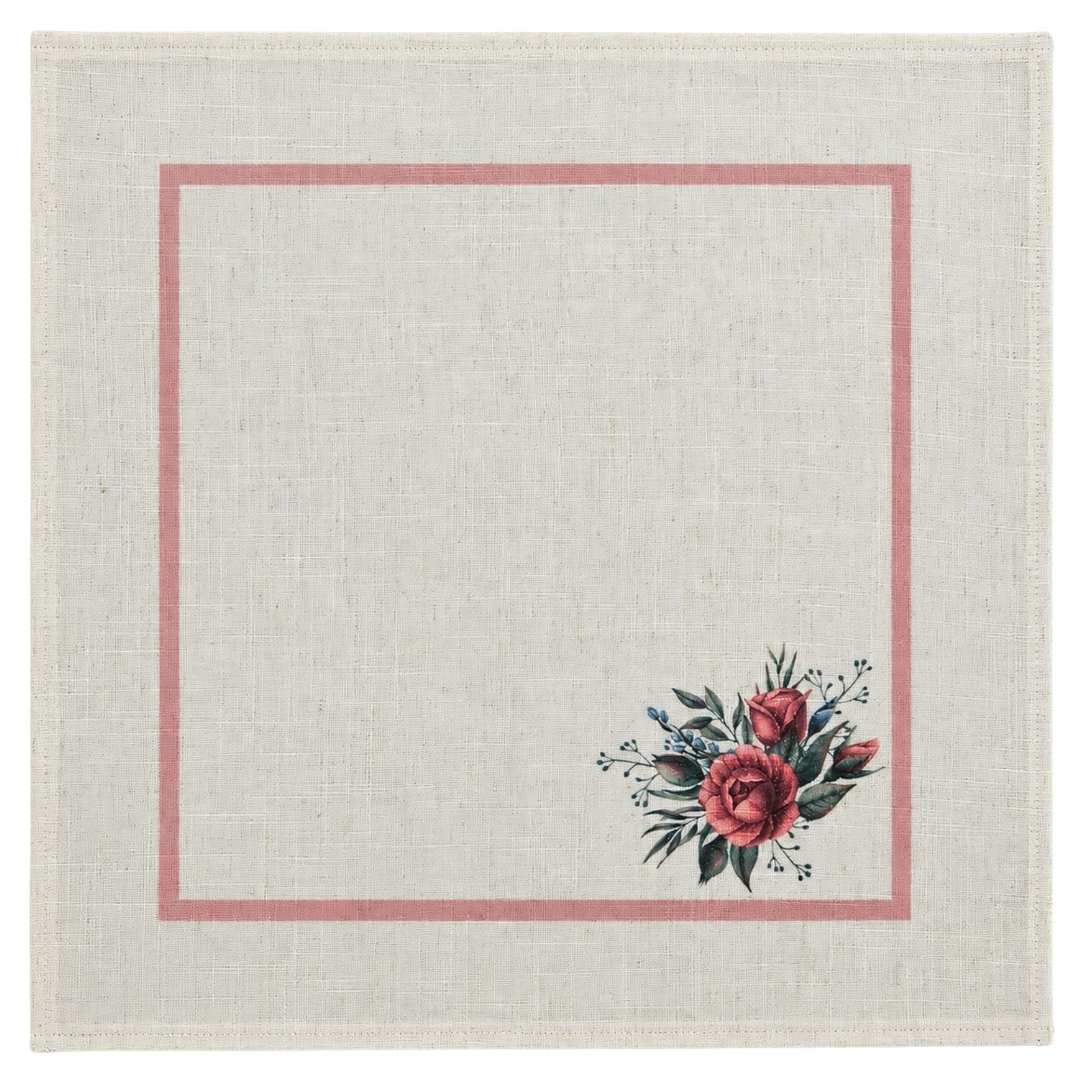 Charlo’s Set of 4 Rosé Floral Cloth Napkins Blend 18