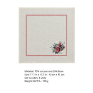 Charlo’s Set of 4 Rosé Floral Cloth Napkins Blend 18