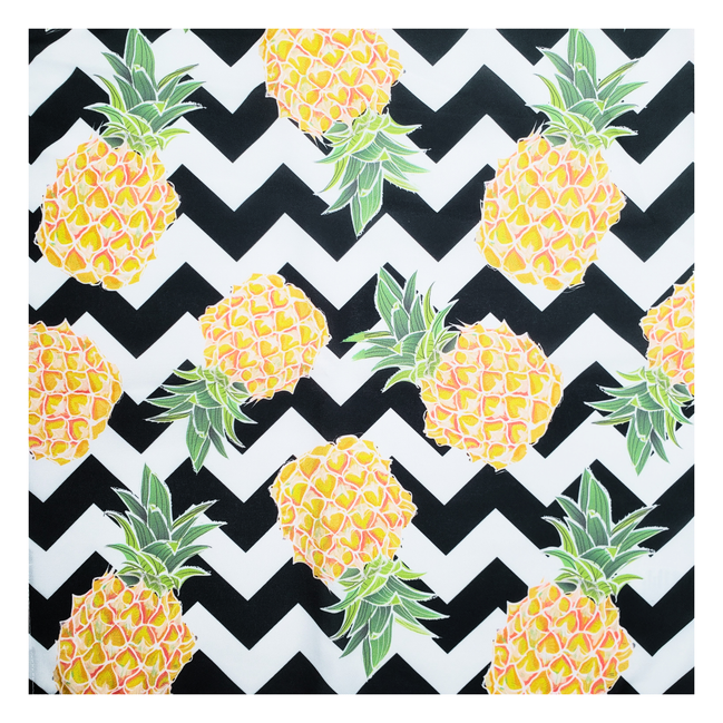 Charlo's Cloth Napkins Set of 4 Pineapple Stained Glass 16" by 16" - Black