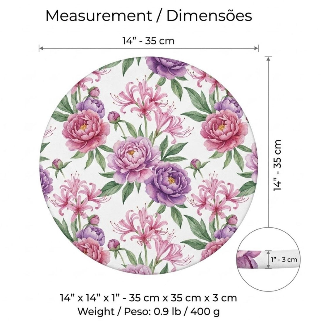 Charlo's Set of 4 Round Placemats Covers 14 Dia inch Floral Love Charlo