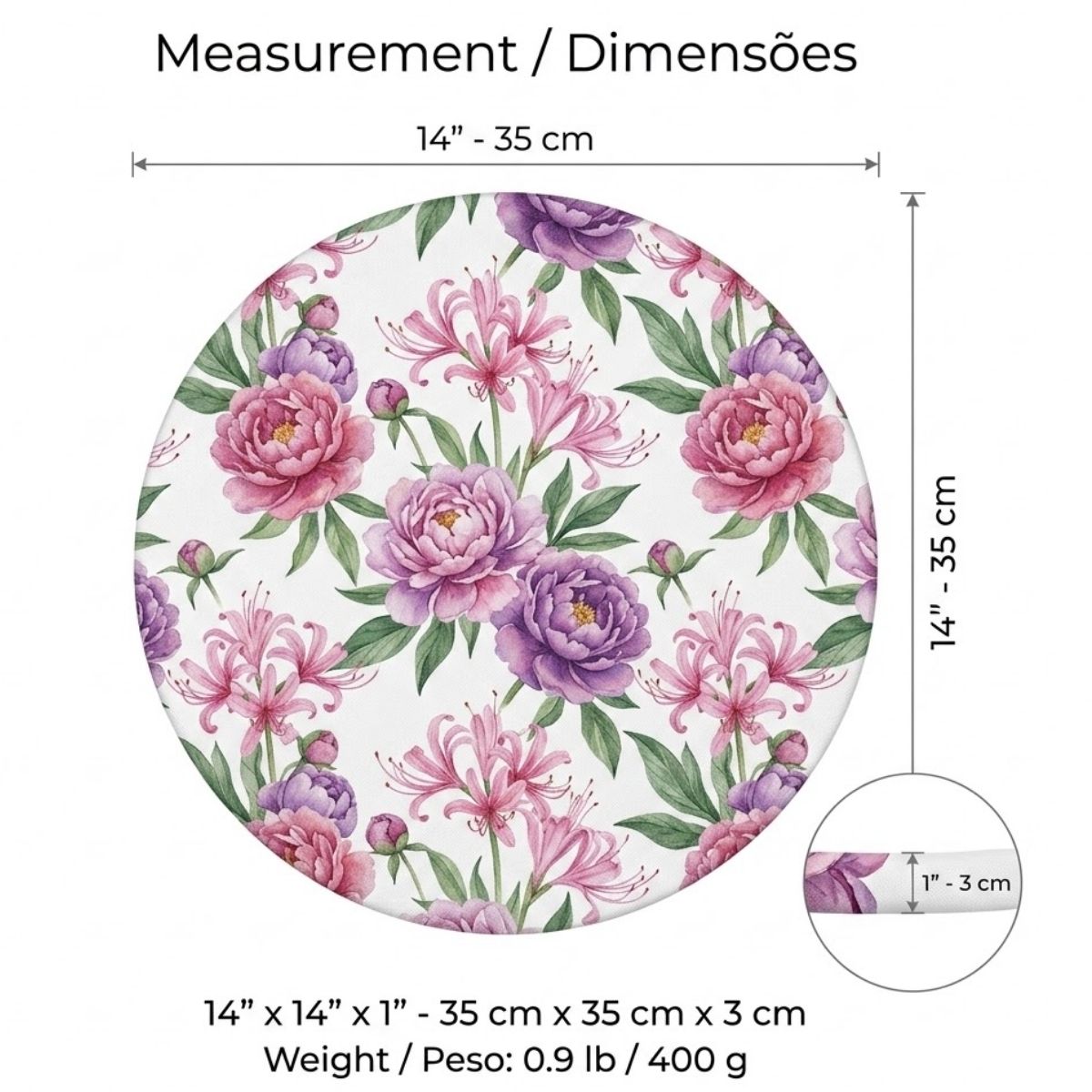 Charlo's Set of 4 Round Placemats Covers 14 Dia inch Floral Love Charlo