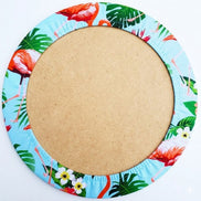 Set of 4 Round Placemats Covers Green Flamingo and Monstera Leaf 14 Dia inch
