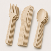 Corn Bagasse Cutlery Set — Fork, Knife & Spoon, 30 Pieces