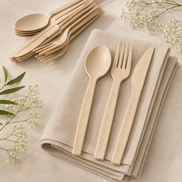 Corn Bagasse Cutlery Set — Fork, Knife & Spoon, 30 Pieces