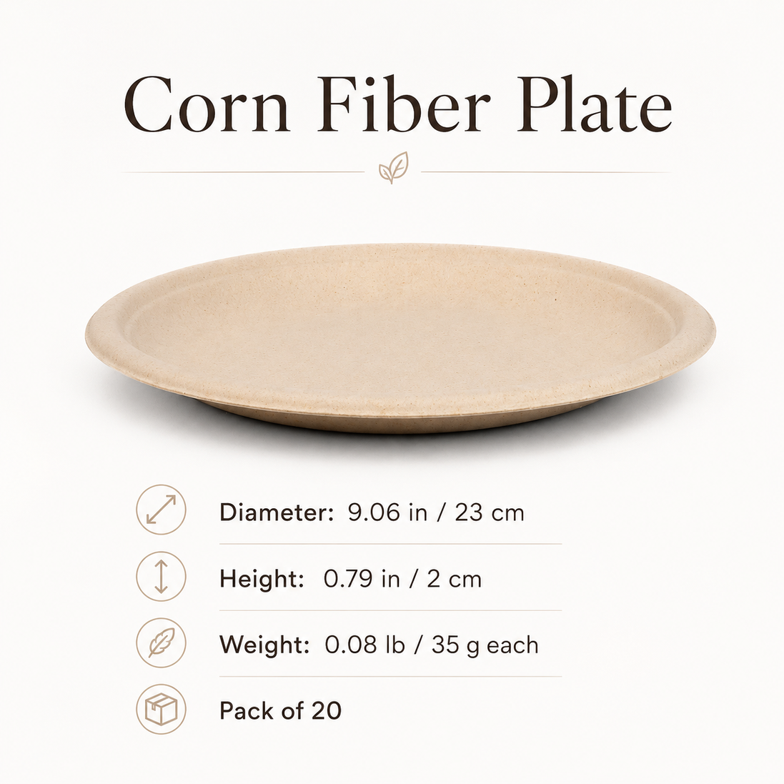 Corn Fiber Plates 9 in — Eco Hosting Tableware, Pack of 20