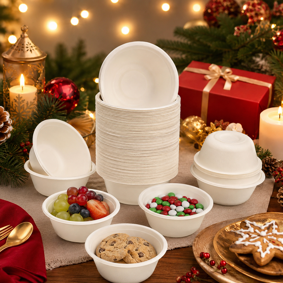 Sugarcane Bagasse Bowls 12 oz — Eco Hosting Tableware, Pack of 20