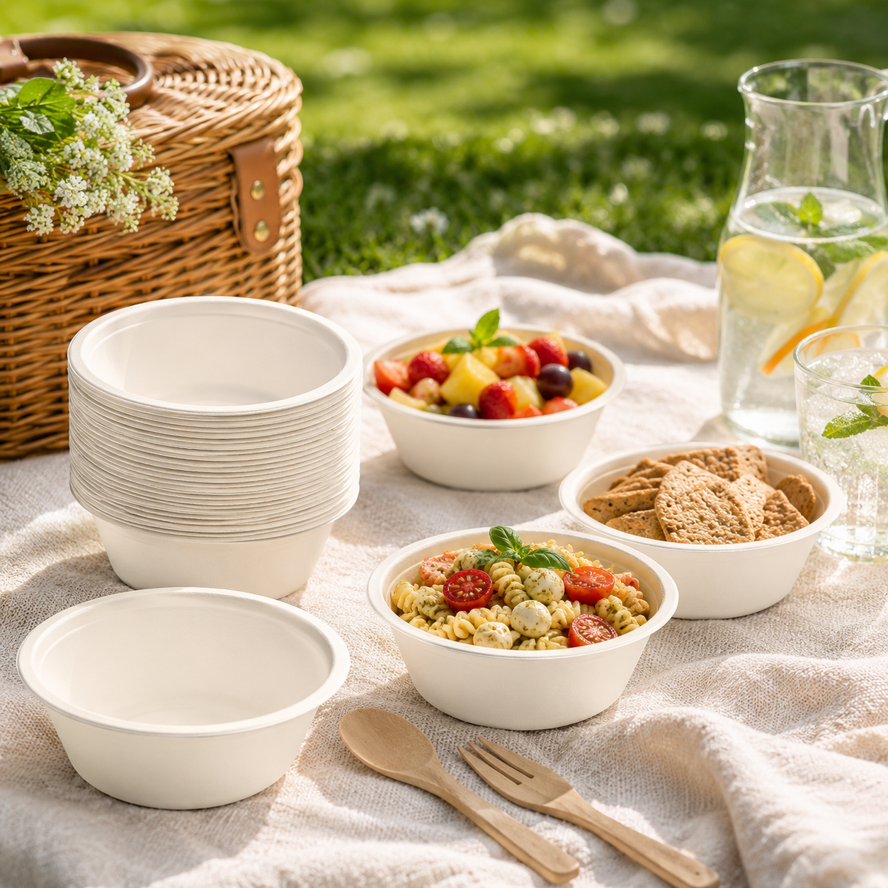 Sugarcane Bagasse Bowls 12 oz — Eco Hosting Tableware, Pack of 20