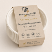Sugarcane Bagasse Bowls 12 oz — Eco Hosting Tableware, Pack of 20