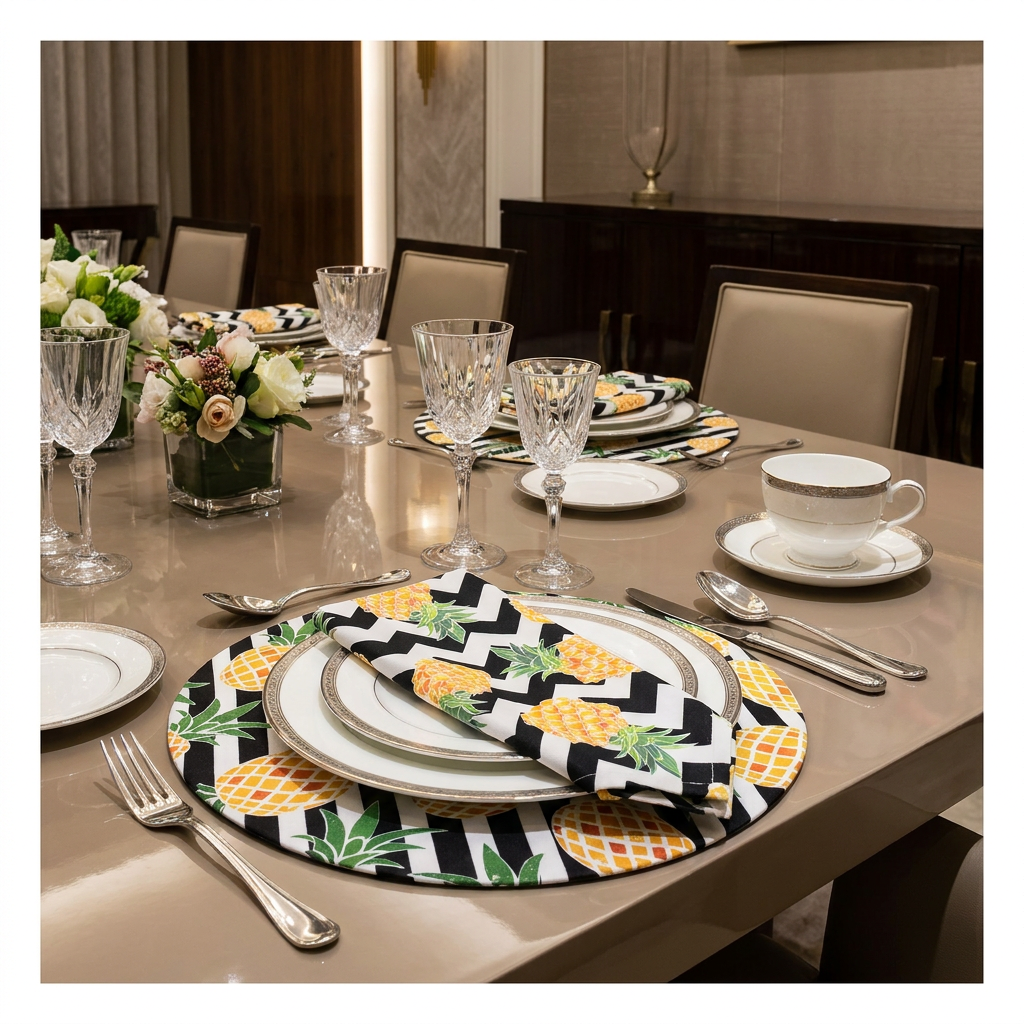 Charlo's Cloth Napkins Set of 4 Pineapple Stained Glass 16