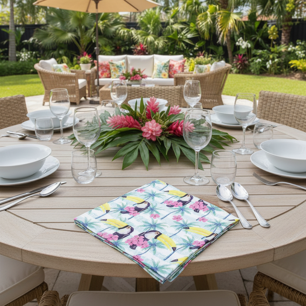 Charlo's Cloth Napkins Set of 4 Tropical Toucan 16