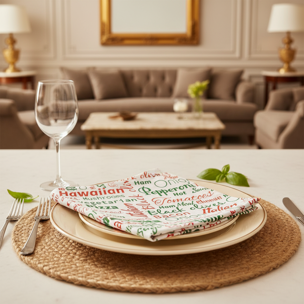 Charlo's Cloth Napkins Set of 4 Mamma Mia 16" by 16" - Green
