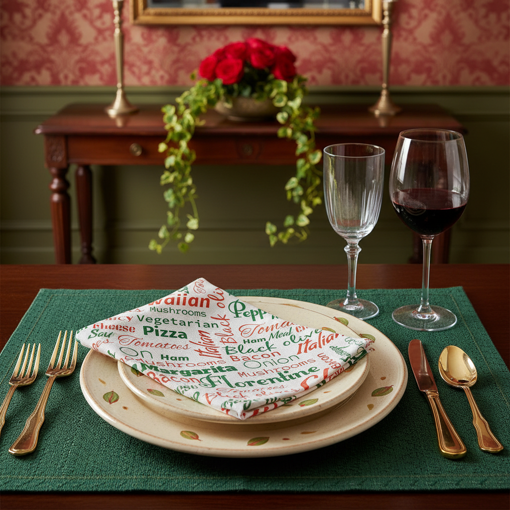 Charlo's Cloth Napkins Set of 4 Mamma Mia 16" by 16" - Green