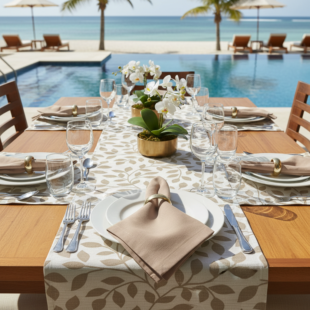 Charlo's Synthetic Cloth Napkins Set of 4 Solid Beige 16