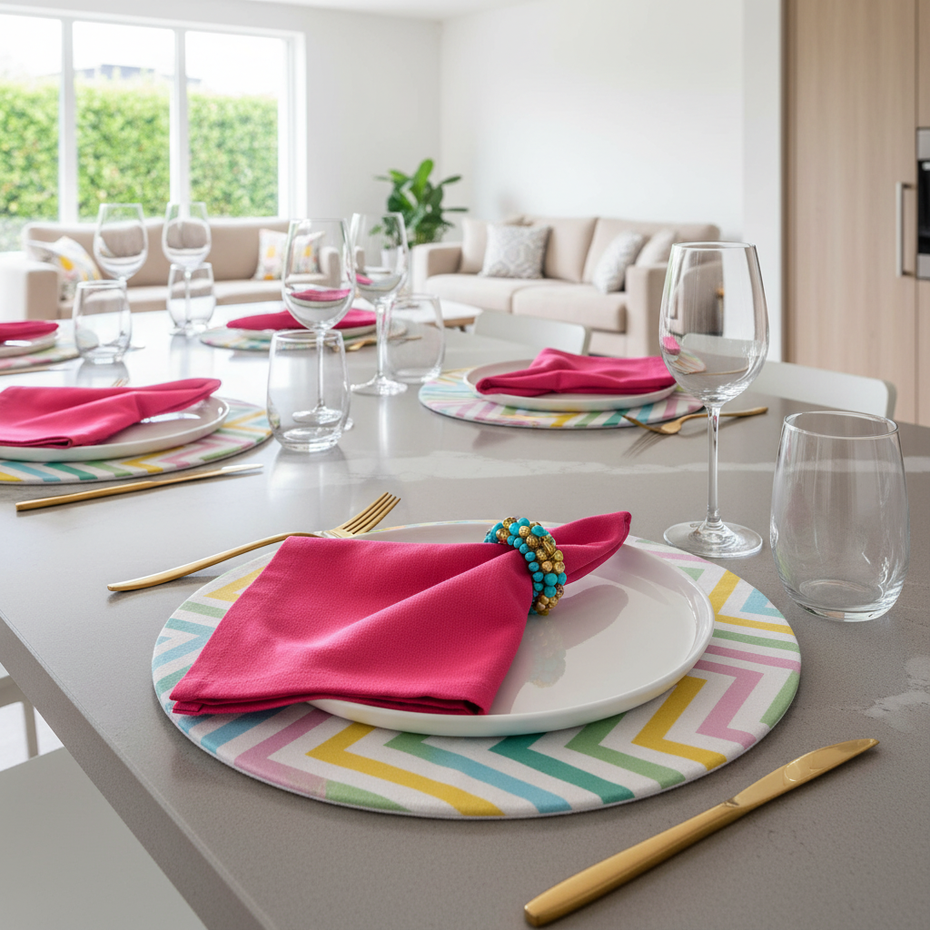 Charlo's Synthetic Cloth Napkins Set of 4 Solid Pink 16