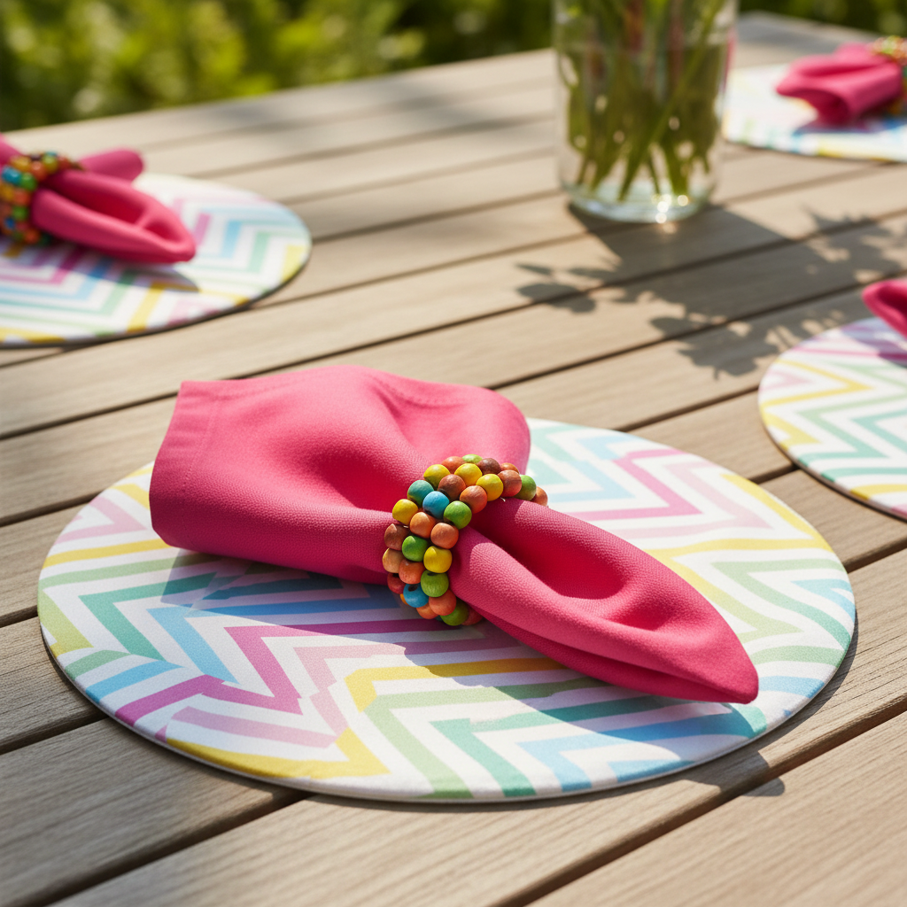 Charlo's Synthetic Cloth Napkins Set of 4 Solid Pink 16" by 16"