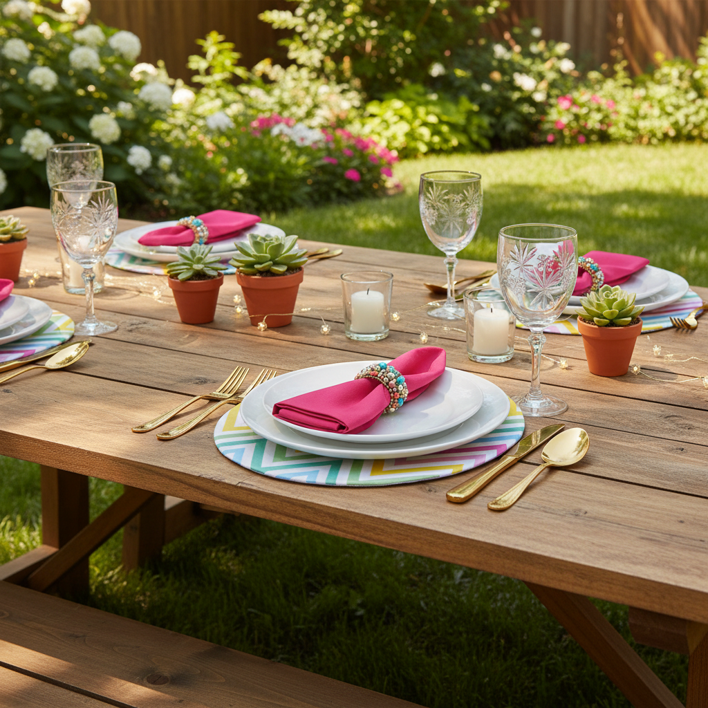 Charlo's Synthetic Cloth Napkins Set of 4 Solid Pink 16