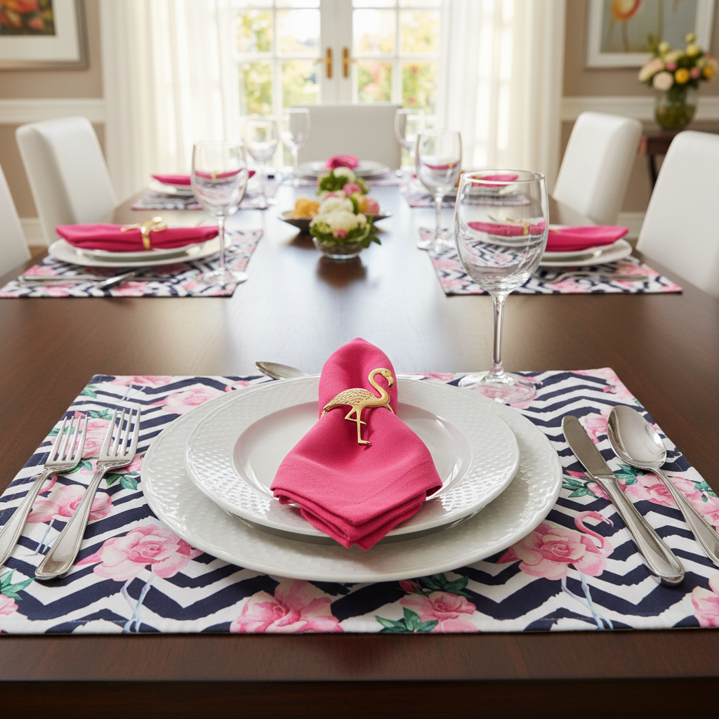 Charlo's Synthetic Cloth Napkins Set of 4 Solid Pink 16" by 16"
