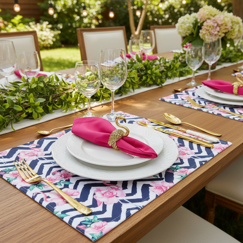 Charlo's Synthetic Cloth Napkins Set of 4 Solid Pink 16" by 16"
