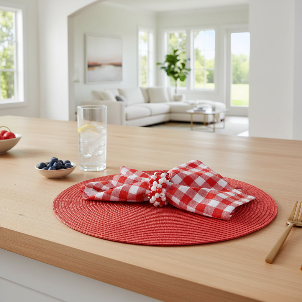 Charlo's Synthetic Cloth Napkins Set of 4 Plaid Red 16