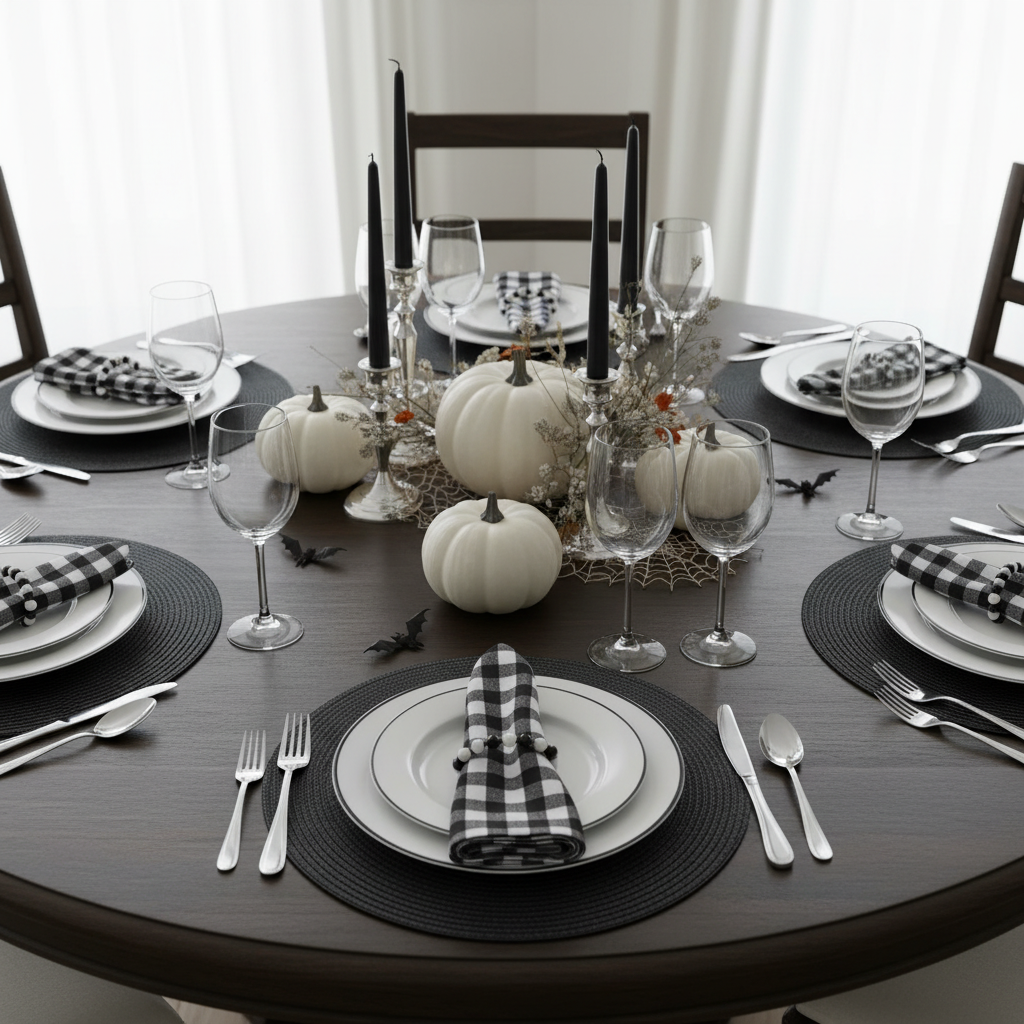 Charlo's Synthetic Cloth Napkins Set of 4 Plaid Black 16