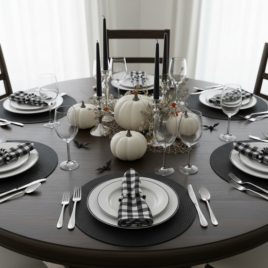 Charlo's Synthetic Cloth Napkins Set of 4 Plaid Black 16" by 16"