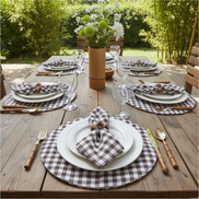 Charlo's Synthetic Cloth Napkins Set of 4 Plaid Brown 16