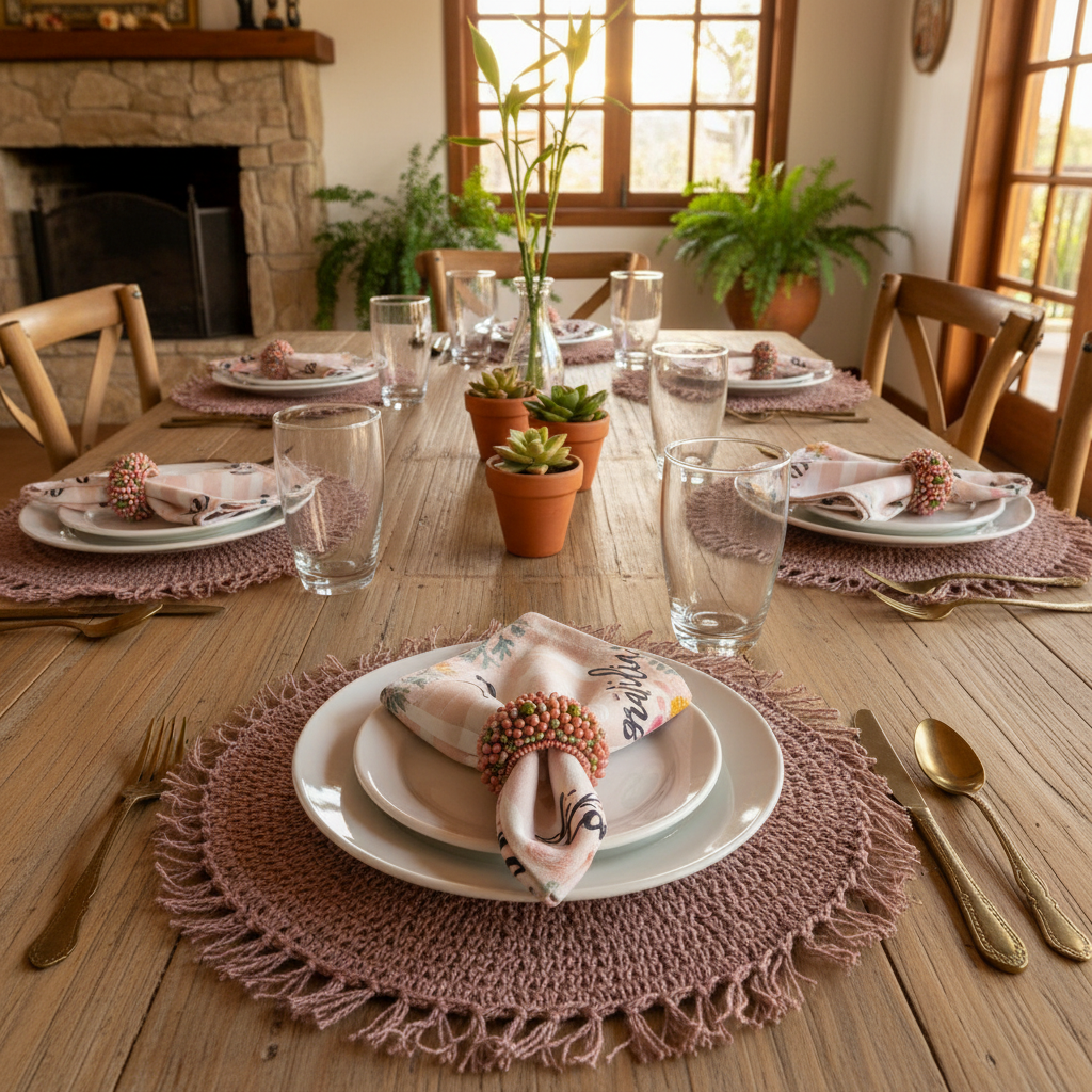 Charlo's Cloth Napkins Set of 4 Good Vibes 16" by 16" - Pink