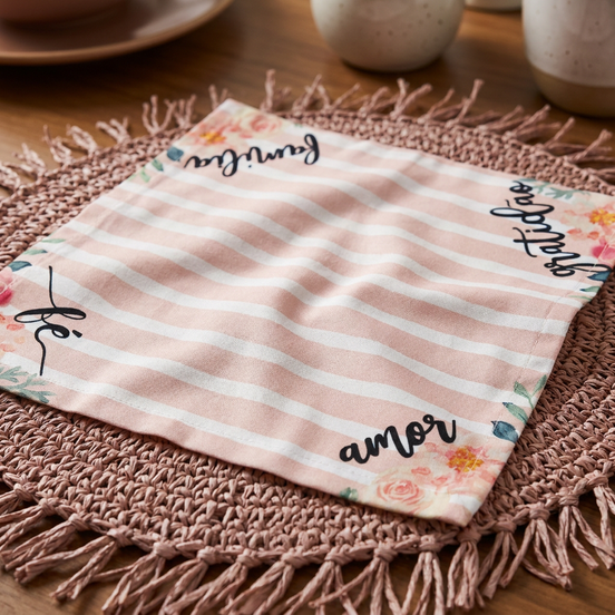Charlo's Cloth Napkins Set of 4 Good Vibes 16" by 16" - Pink