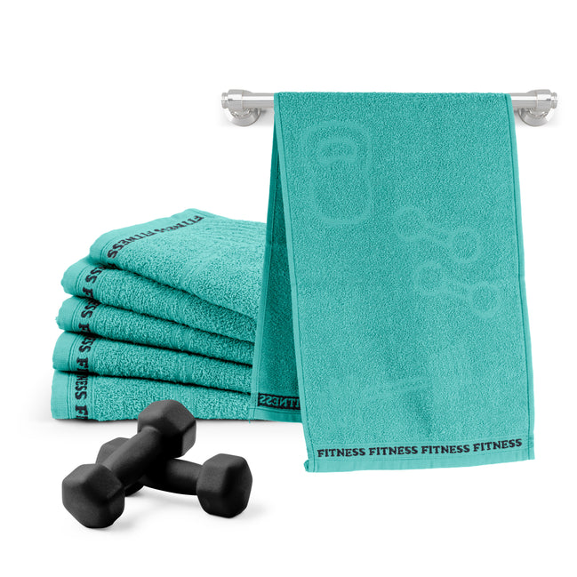 Set of 6 Cotton Gym Towels 12" x 35" – Fitness Workout Towels, 330 GSM