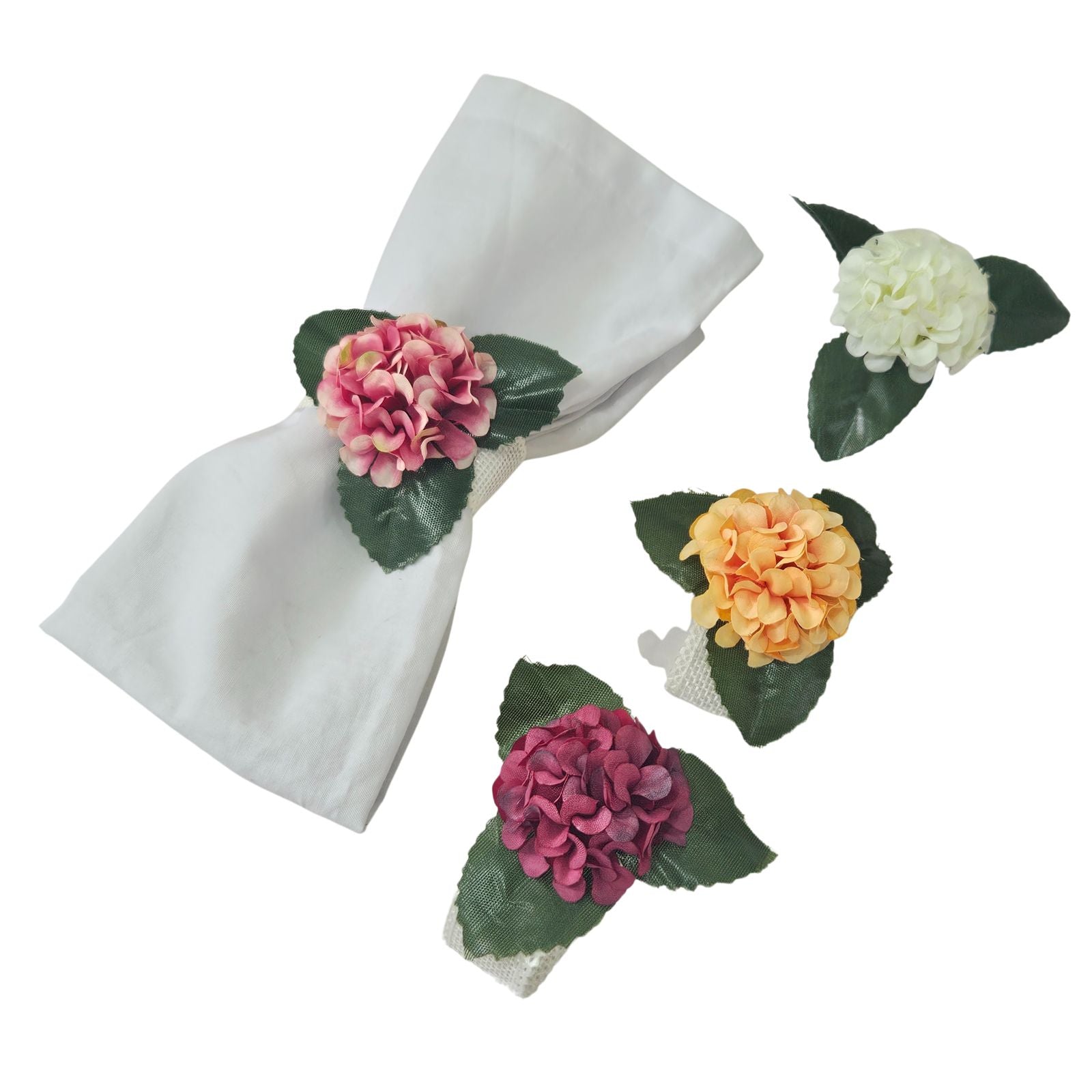 Colorful Garden Mini Hydrangea Napkin Rings – Set of 4 | Maison Charlô