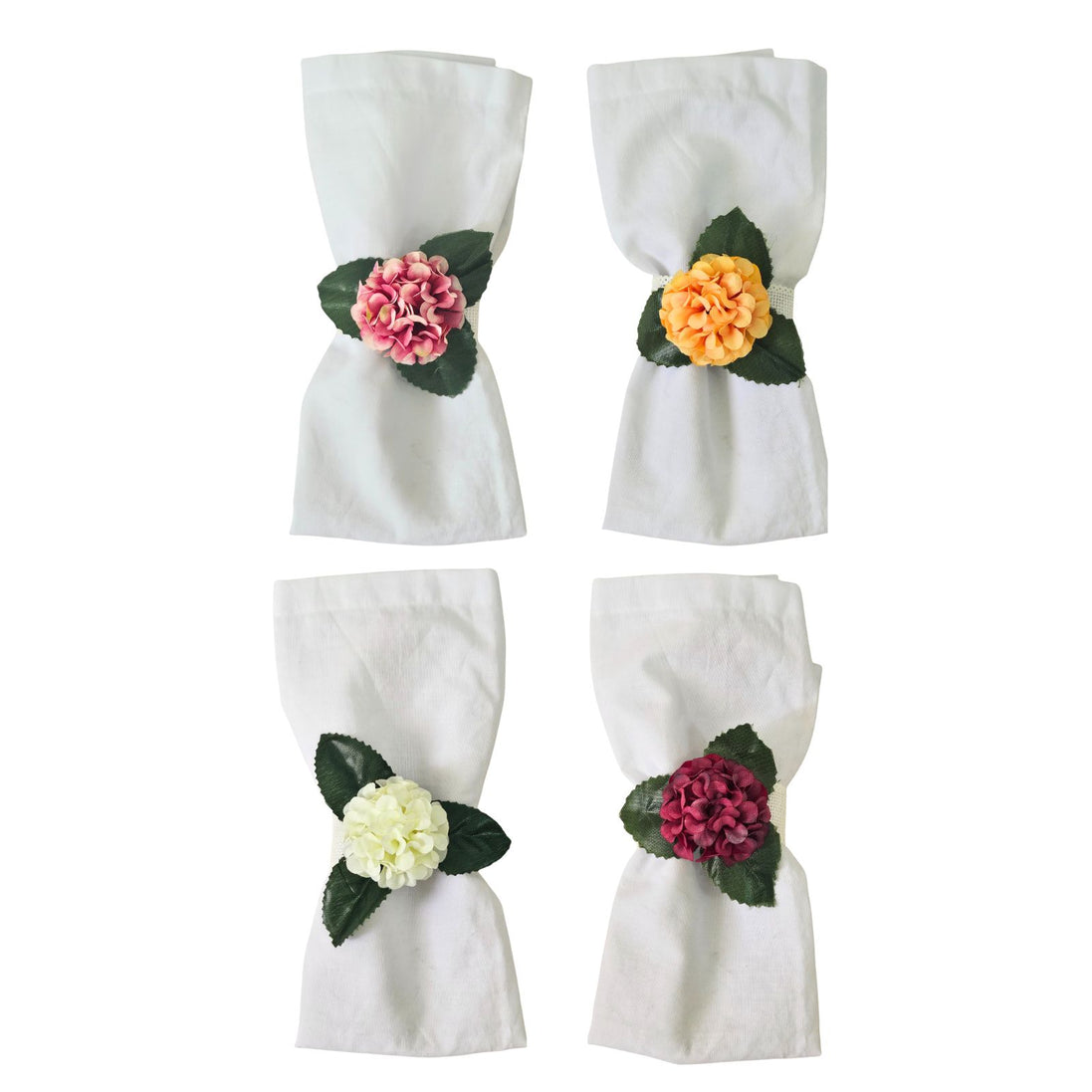 Colorful Garden Mini Hydrangea Napkin Rings – Set of 4 | Maison Charlô